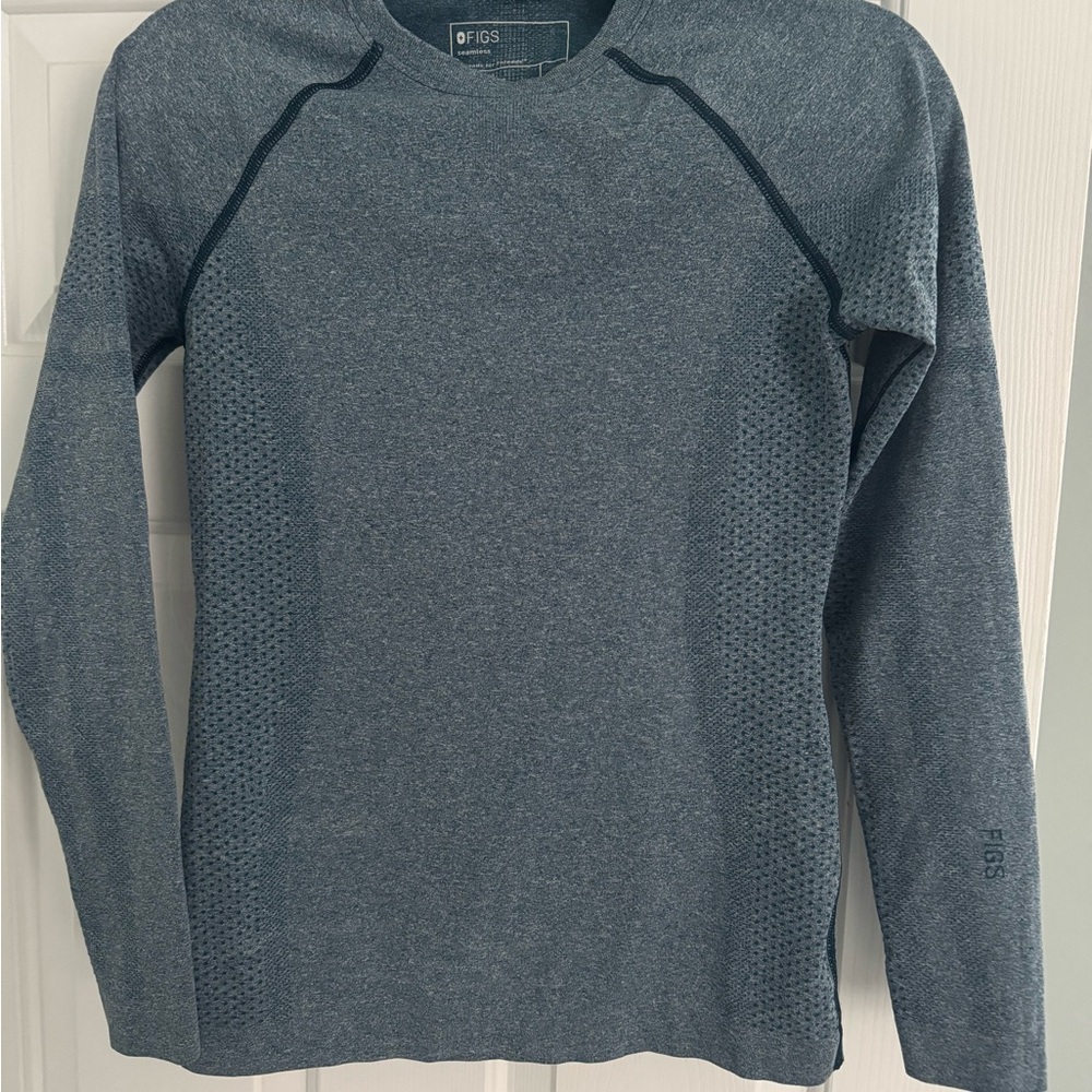 Figs Women's Long Sleeve Teal Top - Picture 2 of 5